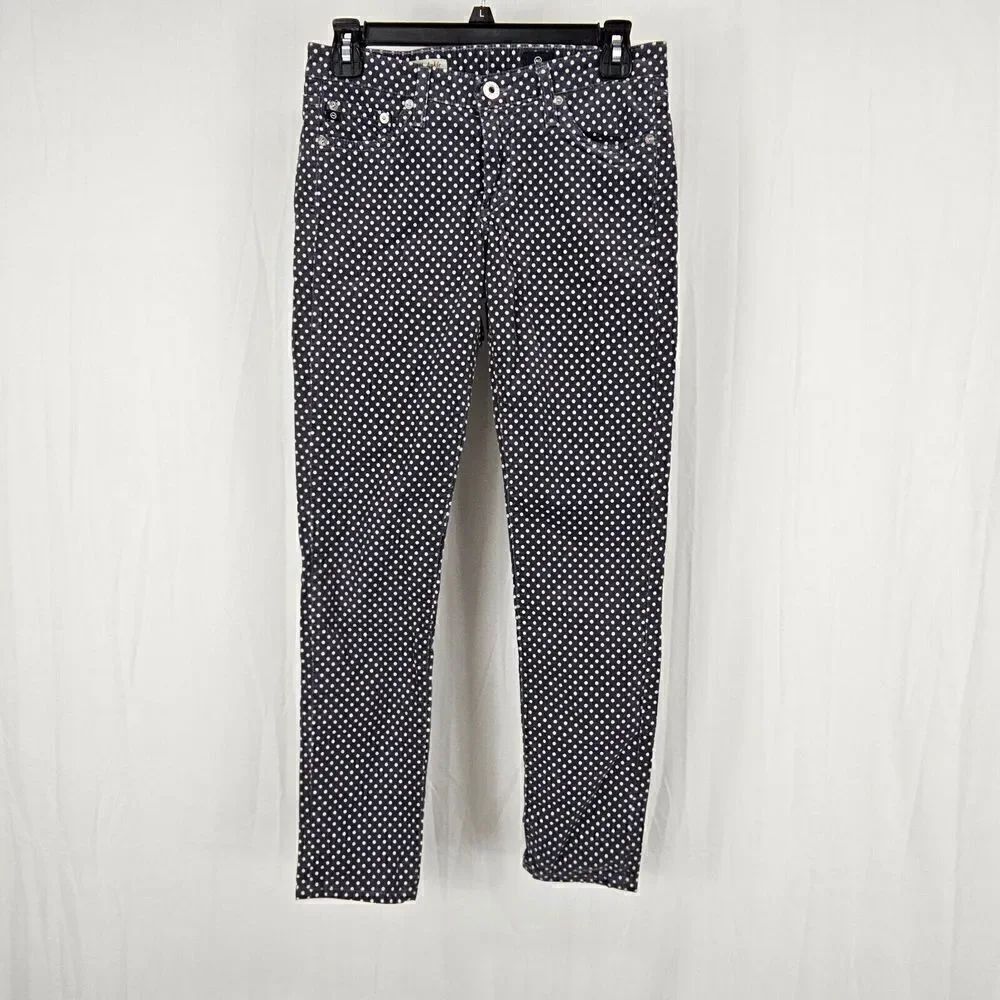 AG Stevie Ankle Slim Straight Gray PolkaDot Corduroy Pant w27